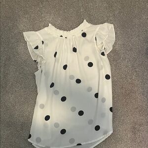White Blouse with Black Polka Dots
